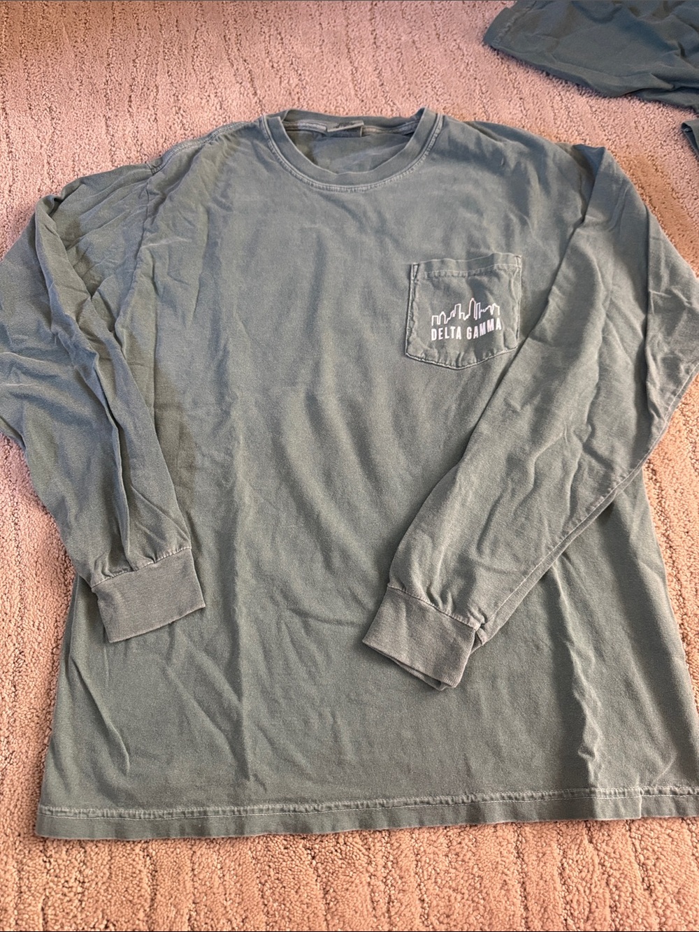 Long-Sleeve Delta Gamma Pocket T-Shirt - Sage Green
